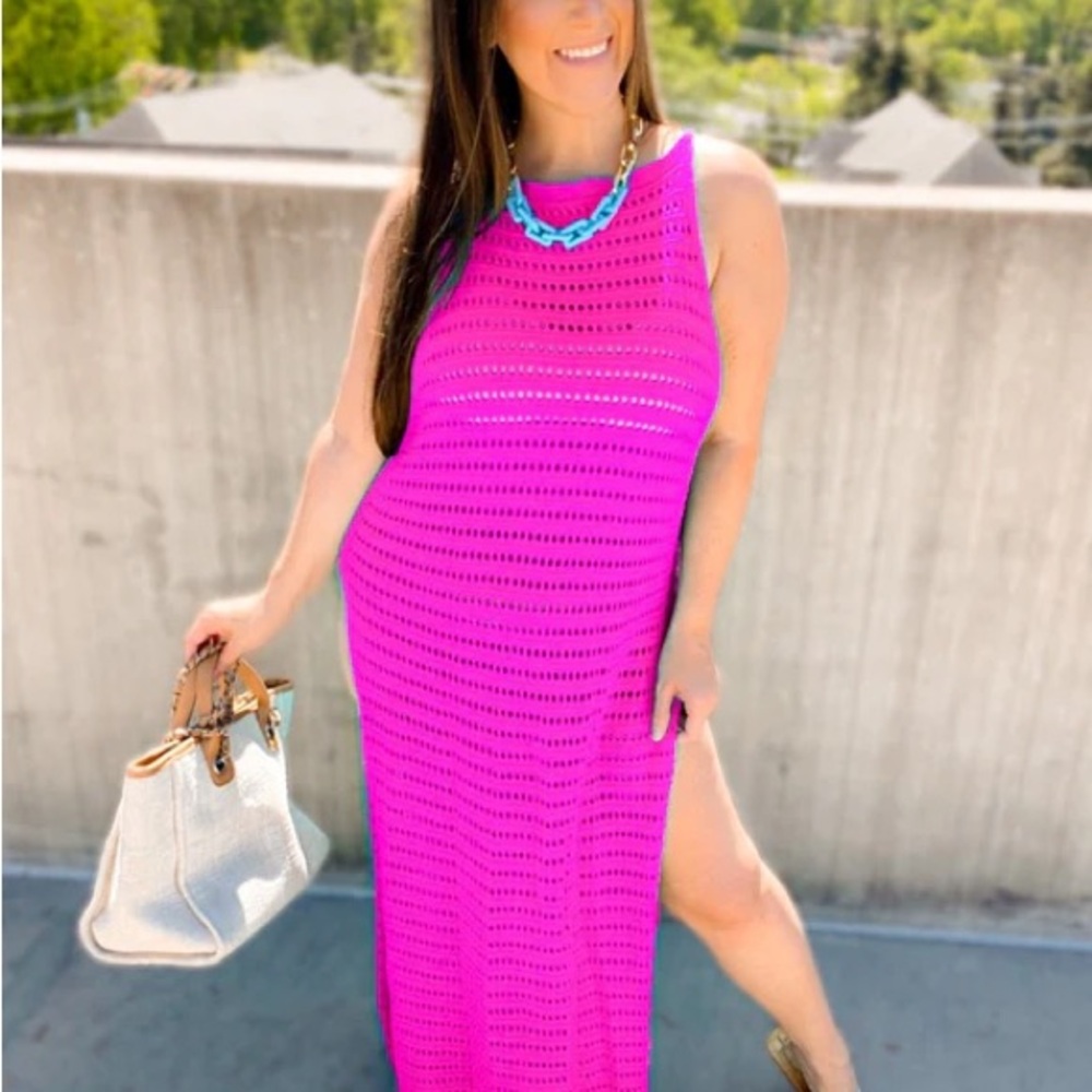 Pink Knit Sweater Cover Up Dress in 2X/3X